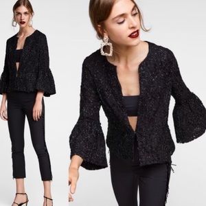 ZARA ELEGANT BLACK EMBELLISHED JACKET - BRAND NEW WITH TAGS SMALL